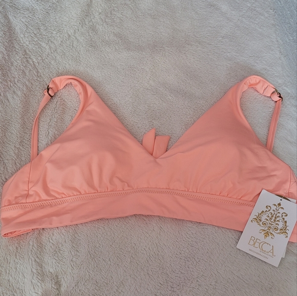 BECCA Swim Nwt Becca Swim Neon Coral Bikini Top With Padding Poshmark